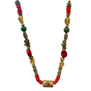 Zerenity Treasures Nomad Artisan Gemstone Leather Necklace Boho Statement